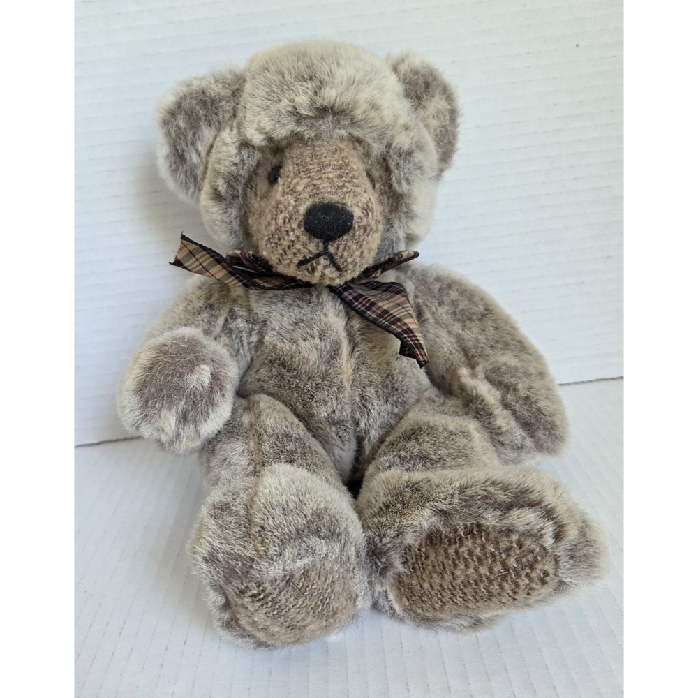 Russ Berrie Bears From the Past Wesley Teddy Bear Toy Plush Plaid‎ Bow 12"
